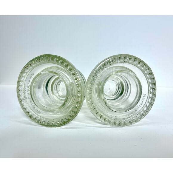 VTG Hemingray 42 Clear Glass Insulators, Industrial Vibe - Lot of 2, Made in USA - Picture 2 of 5